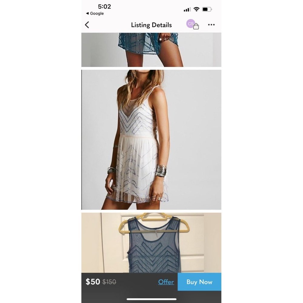 FREE PEOPLE SHEER EMBELLISHED BEADED SLIP DRESS SIZE M medium LADIES